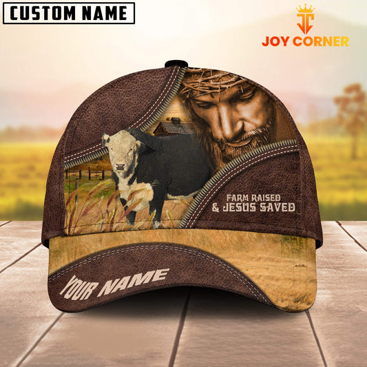 Joycorners Black Hereford Farm & Jesus Customized Name Cap