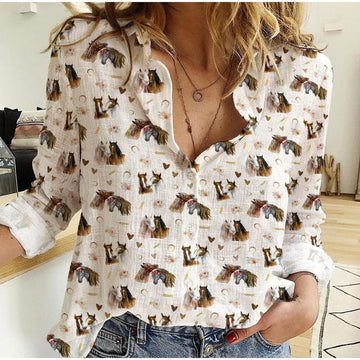 Joycorners Horse Heart Pattern Casual Shirt