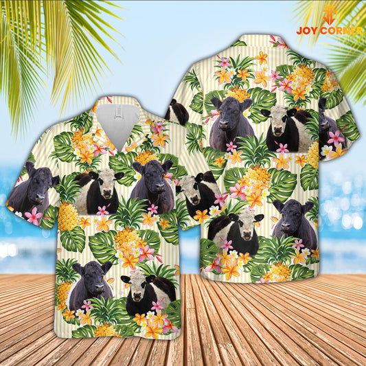 Joy Corners Belted Galloway Pineapple Pattern Hawaiian Shirt