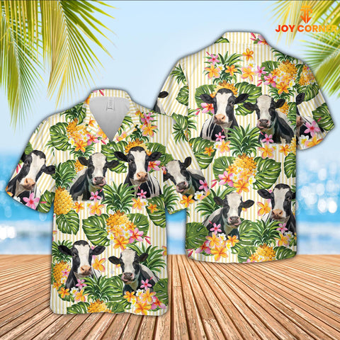 Joy Corners Holstein Pineapple Pattern Hawaiian Shirt