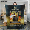 Joycorners Customized Name Jesus Has My Back Trucker 3D All Over Printed Blanket