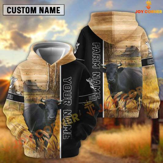 Joycorners Half Black & Farm Dexter Cattle Personalized Hoodie
