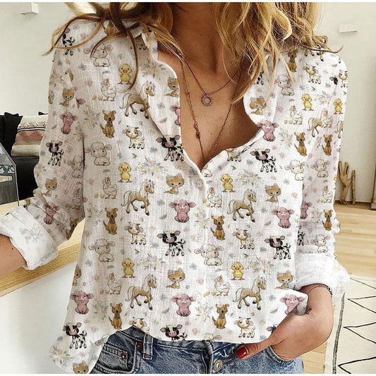 Joycorners Farm Animal Pattern Casual Shirt