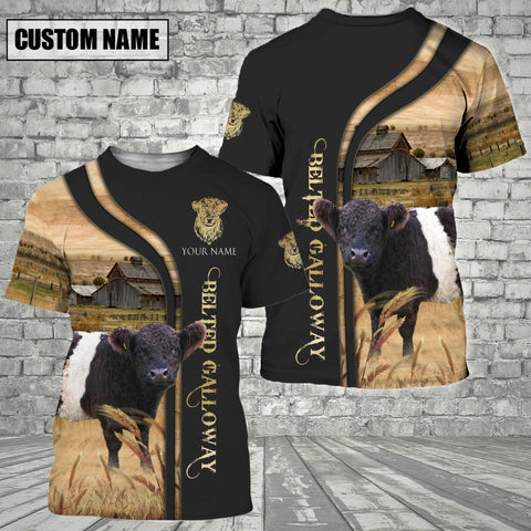 Joycorners Customized Name Name Belted Galloway On The Farm 3D T - Shirt 2023