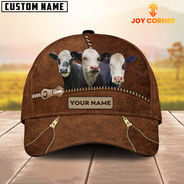 Joycorners Black Baldy Cattle Zipper Pattern Customized Name Cap