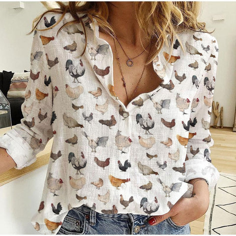 Joycorners Chicken Breeds Pattern Casual Shirt