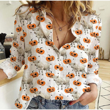 Joycorners Charolais Halloween Pattern Casual Shirt