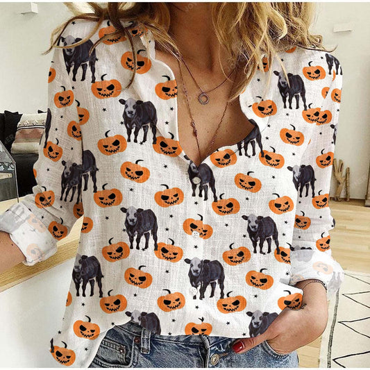 Joycorners Black Baldy Halloween Pattern Casual Shirt