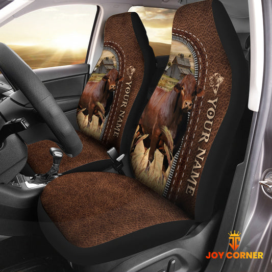Joycorners Beefmaster Personalized Name Leather Pattern Car Seat Covers Universal Fit (2Pcs)