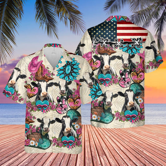 Joycorners Holstein Happiness Flowers 3D Hawaiian Shirt