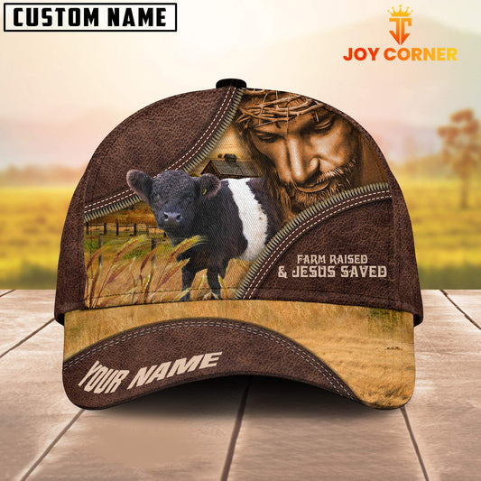 Joycorners Belted Galloway Farm & Jesus Customized Name Cap