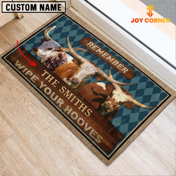 Joycorners Texas Longhorn Wipe Your Hooves Custom Name Doormat