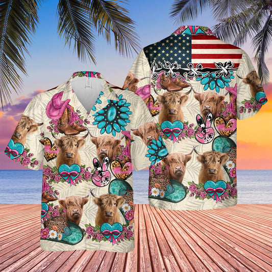 Joycorners Highland Happiness Flowers 3D Hawaiian Shirt