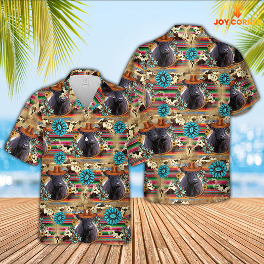 Joycorners Belted Galloway Cowboy Pattern 3D Hawaiian Shirt