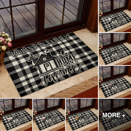 Joycorners Personalized Cow Farmhouse Plaid Doormat (11 Cattle Breeds)