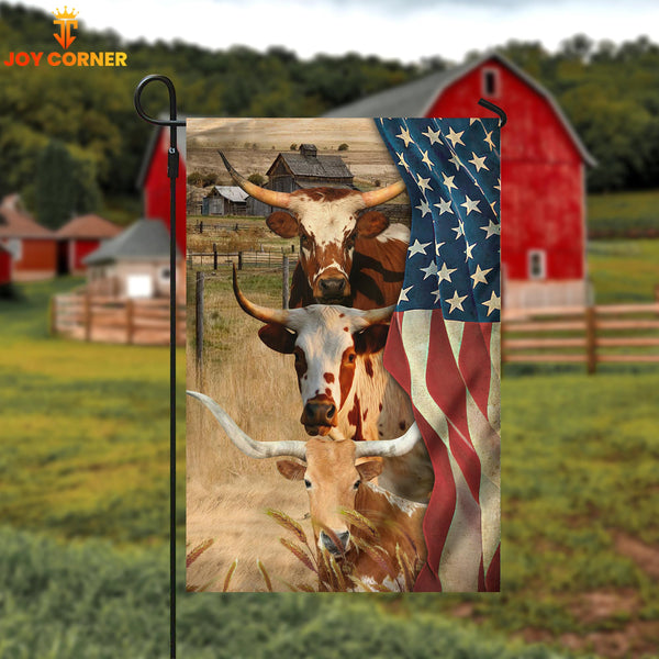 Joycorners Texas Longhorn Farming 3D Flag