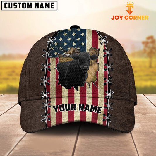Joy Corners Black Angus Flag Customized Name Denim Cap