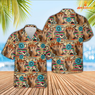 Joycorners Highland Cowboy Pattern 3D Hawaiian Shirt