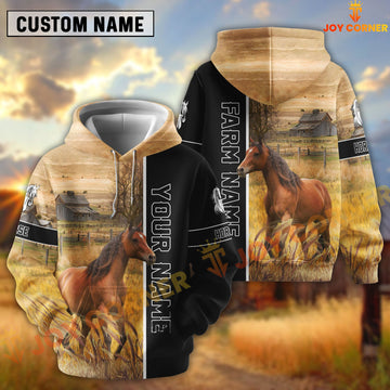 Joycorners Half Black & Farm Horse Personalized Hoodie