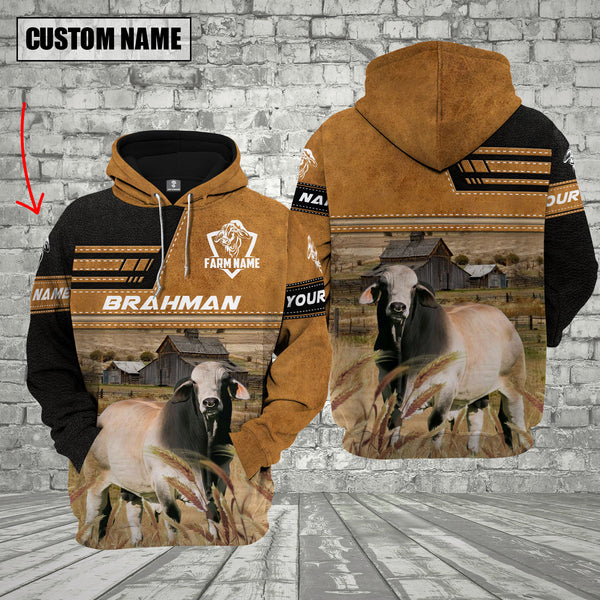 Joycorners Personalized Name Farm Brahman Cattle Hoodie VT7