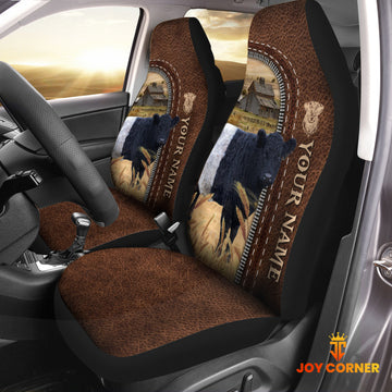 Joycorners Belted Galloway Personalized Name Leather Pattern Car Seat Covers Universal Fit (2Pcs)