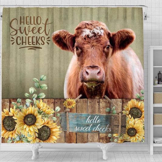 Joycorners Shorthorn Hello Sweet Cheeks 3D Shower Curtain