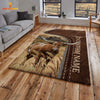 Joycorners Customized Name Texas Longhorn Leather Pattern Rug