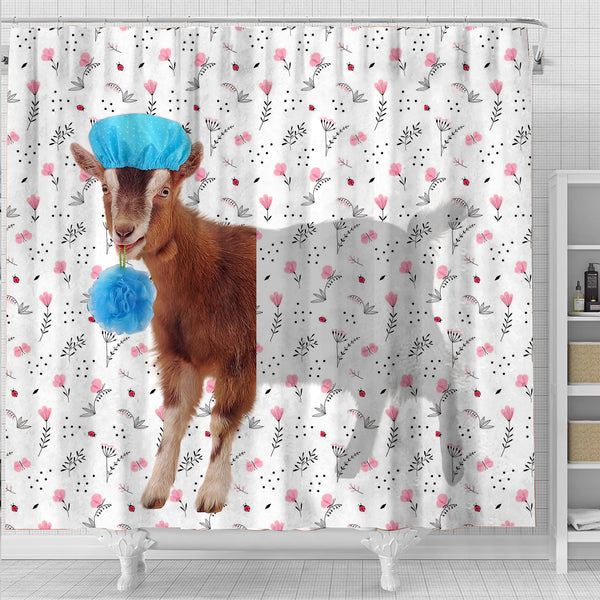 Joycorners Goat Flower 3D Shower Curtain