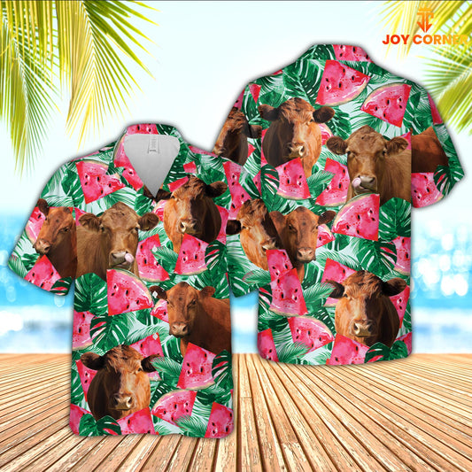 Joycorners Red Angus Watermelon 3D Hawaiian Shirt