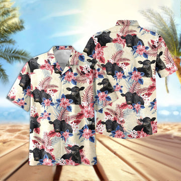 Joy Corners Black Angus Flowers Cool Summer Pattern 3D Hawaiian Shirt
