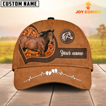 Joycorners Horse Pattern Customized Name 3D Love Cap