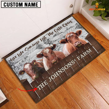 Joycorners Shorthorn Custom Name - Live Like Someone Left The Gate Open Doormat