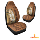 Joycorners Charolais Happiness Personalized Name Leather Pattern Car Seat Covers Universal Fit (2Pcs)