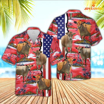 Joycorners Jersey American Flag Farming 3D Hawaiian Shirt