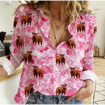 Joycorners Red Angus Pink Flower BG Casual Shirt