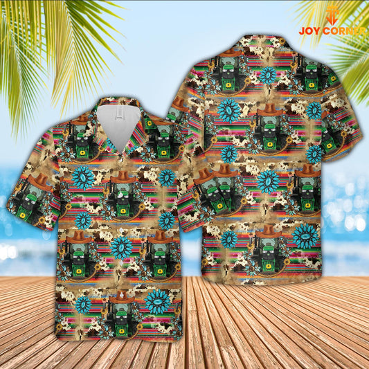 Joycorners Tractor Cowboy Pattern 3D Hawaiian Shirt