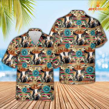 Joycorners Holstein Cowboy Pattern 3D Hawaiian Shirt