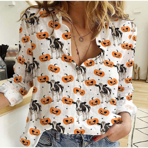 Joycorners Holstein Halloween Pattern Casual Shirt