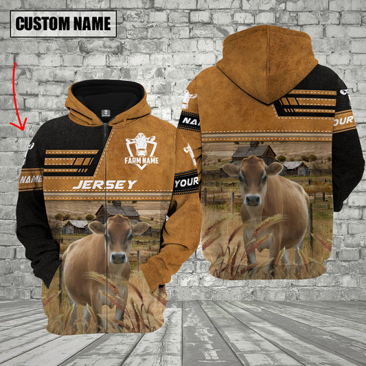 Joycorners Personalized Name Farm Jersey Cattle Hoodie VT9