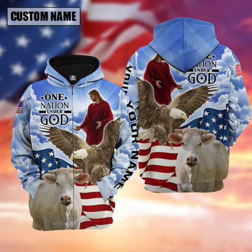 Joycorners Farm Charolais One Nation Under God 3D Shirts