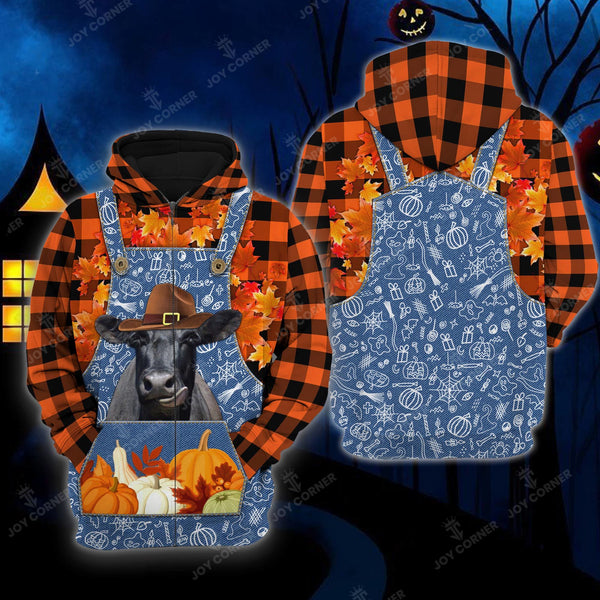 Joycorners Happy Halloween Black Angus Orange Plaid All Printed 3D Shirt