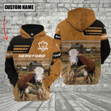 Joycorners Personalized Name Farm Hereford Cattle Hoodie VT4