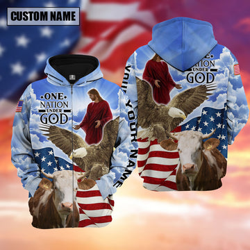 Joycorners Farm Simmental One Nation Under God 3D Shirts