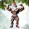 Joycorners Custom Name Work Out Santa Ornament, Gymnastics Christmas Gift 2D Flat LM2211