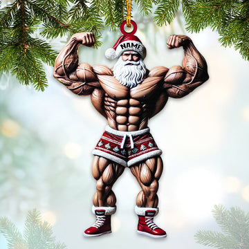 Joycorners Custom Name Work Out Santa Ornament, Gymnastics Christmas Gift 2D Flat LM2211