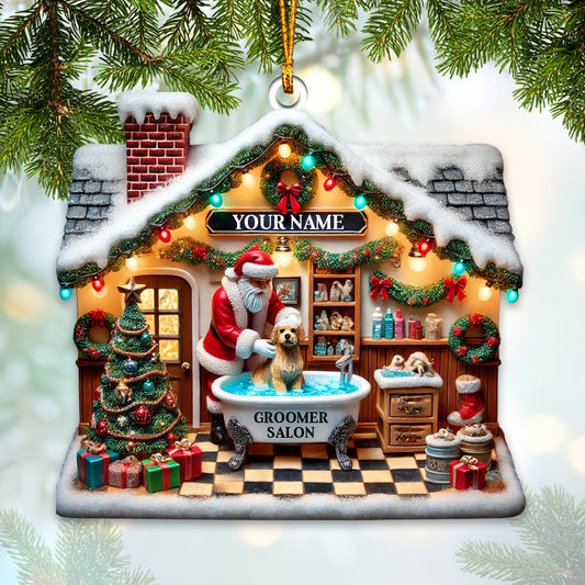 Joycorners Santa Groomer Salon Home Decor Christmas Ornament, Personalized Ornament 2D Flat LM2211