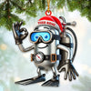 Joycorners Custom Name Diving Santa Ornament, Dive Lover Christmas Gift90 2D Flat LM2111