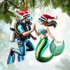 Joycorners Custom Name Diving Couple Ornament, Couple Christmas Gift 2D Flat LM2111