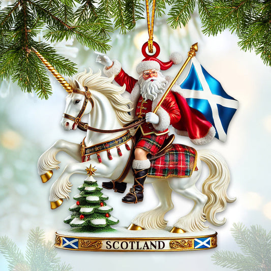 Joycorners Custom Santa Riding A Horse Ornament, Personalized Ornament 2D Flat LM2211