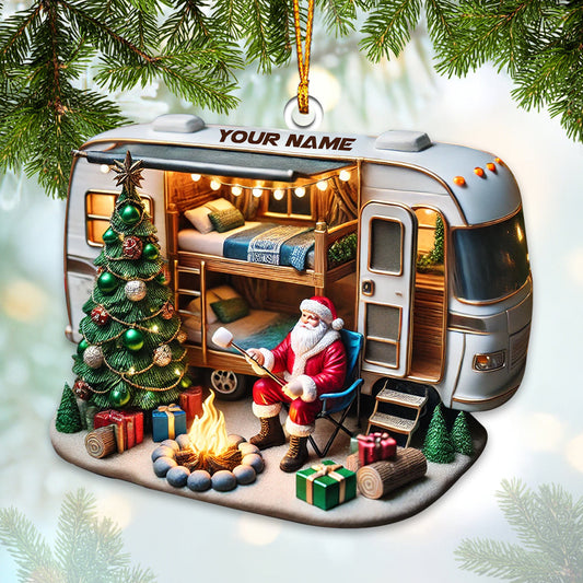 Joycorners Santa Trailer Christmas Ornament, Personalized Ornament 2D Flat LM2211